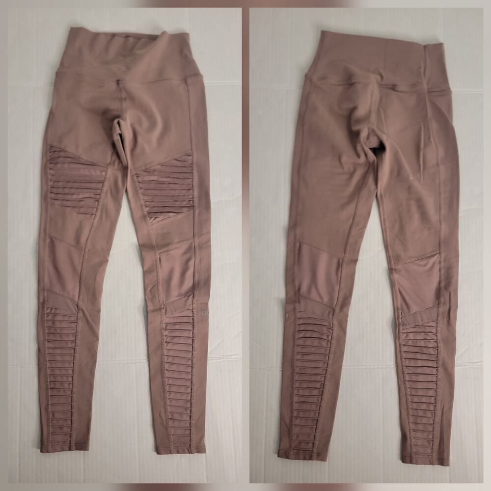 Alo Yoga Moto Legging Womens Sz Small High Rise Full Length Brown Tan